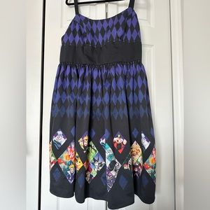 Ultra Rare Disney Parks Villains dress purple and black harlequin print 1X